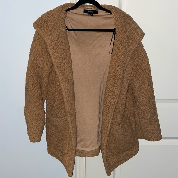 forever 21 teddy jacket - size: s